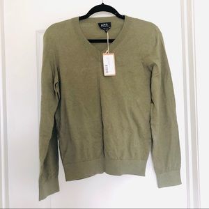 APC Edina Cotton-Cashmere Khaki Sweater